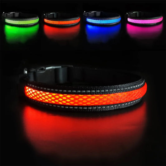 LED Dog Collar Luminous Pet  Safety  Flashing  Waterproof Reflective