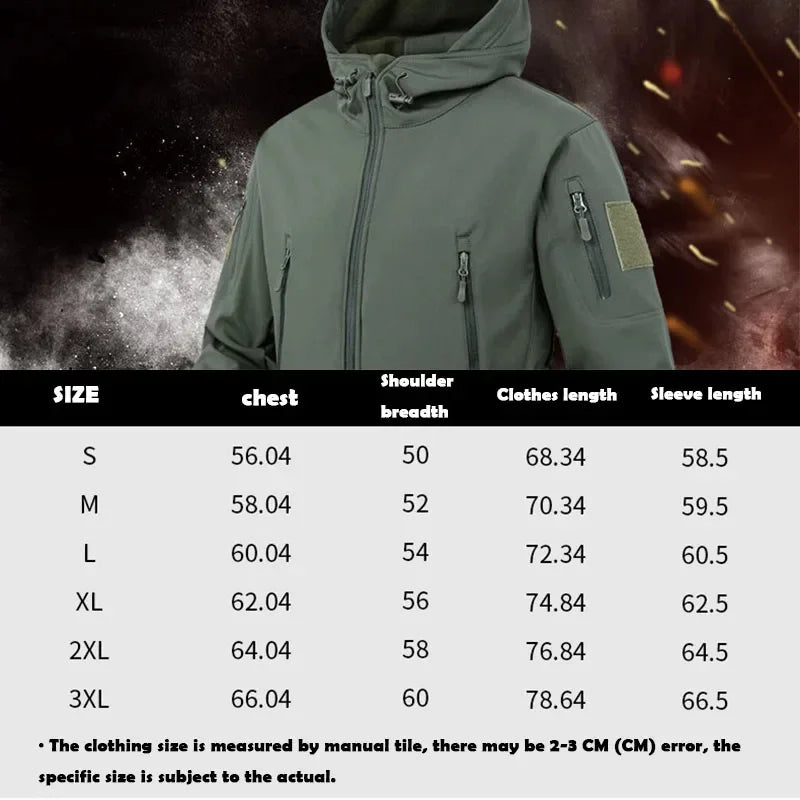 Tactical Shark Skin Soft Shell Jacket Men Windproof Waterproof Combat  Hooded Coats