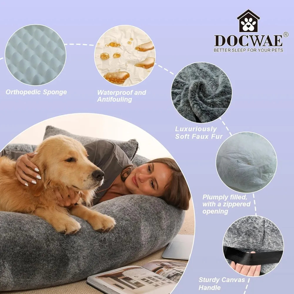 Giant Human Dog Bed With Blanket and Pillow  Adult Nap Bed Plush Beds Cats