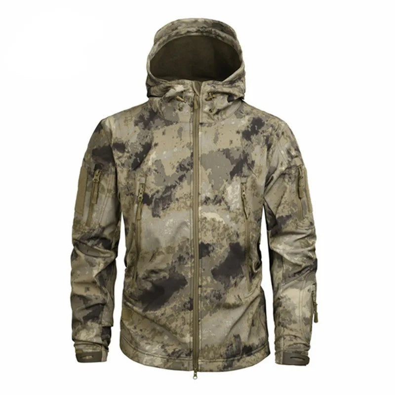 Waterproof Soft Shell Camouflage Jacket Men  Warm Camo Tactical Jackets Outdoor  Hoodie