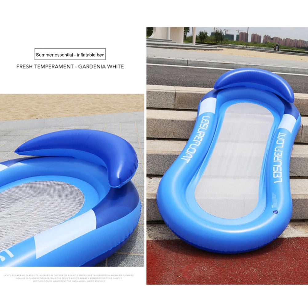 2024 Outdoor Foldable Water Hammock Inflatable Swimming Pool Mattress Lounge Bed Beach