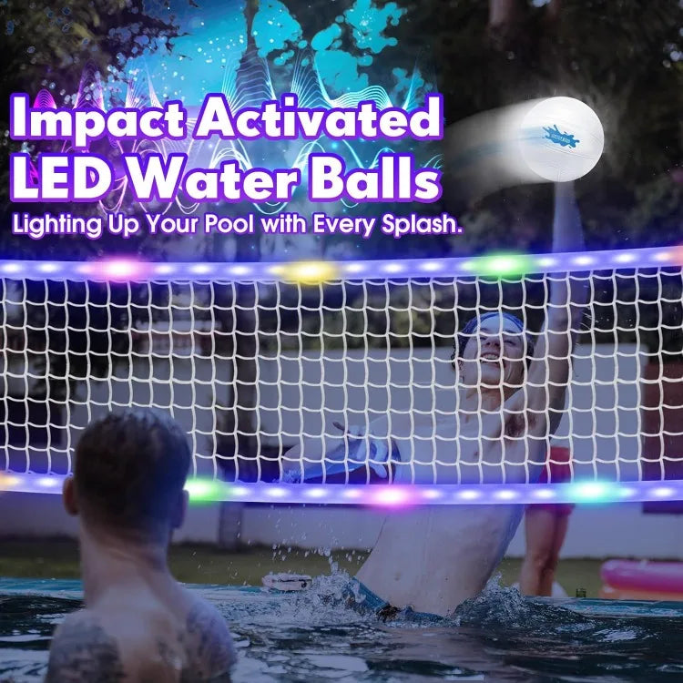 LED Pool Volleyball Net, Light Up Pool ne with LED Water Balls, App & Remote Control, Music Sync,