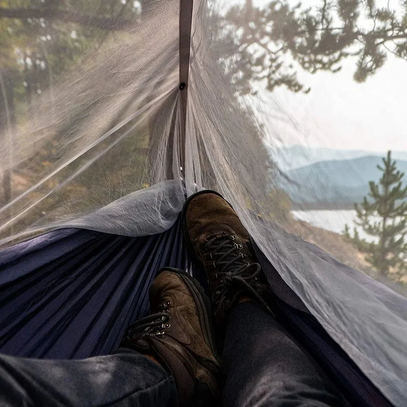 Hammock Camping with Rain Fly Tarp and Net, Double Tree Hammock Outdoor Indoor Backpacking