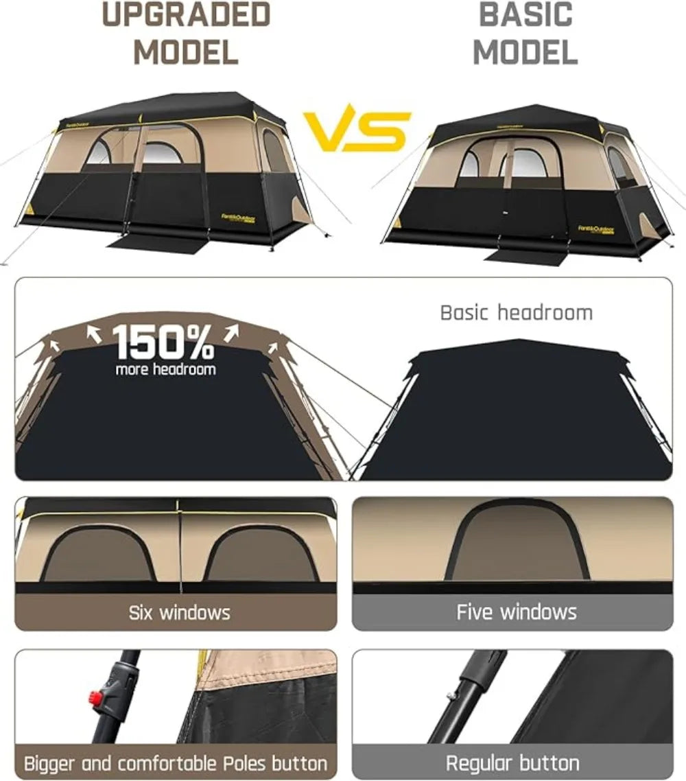 Camping Tent Instant Cabin Tent Setup in 60s with Rainfly & Windproof with Carry Bag Camping