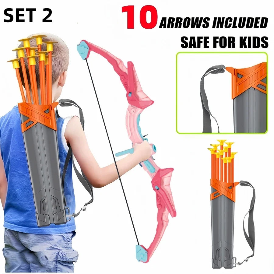 Bow And Arrow For Kids Archery Set - LED Light Up Archery Toy Bow And Arrow Set With  Suction Cup Arrows and Target , Sports Out