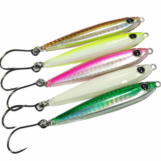 5pcs Epoxy Resin Jigs  Lure  Mixed Colors with Strengthen Single Hook  Striped Bass Tuna Game Fish