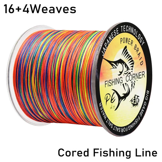 16 Strands Cored PE Braided Fishing Line 16X+4X 100M 300M  Multicolor Multifilament Sink Wire 70LB-280LB