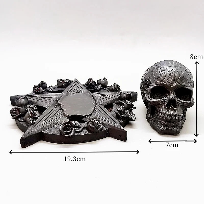 Large Rose Skull Funeral Candle Holder Handmade Resin Gypsum Silicone Mold Halloween Decorative