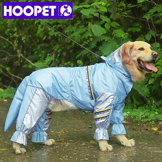 Big Dog Raincoat with Tail Jumpsuit for Large Dogs with Reflective Strips Tow Hole