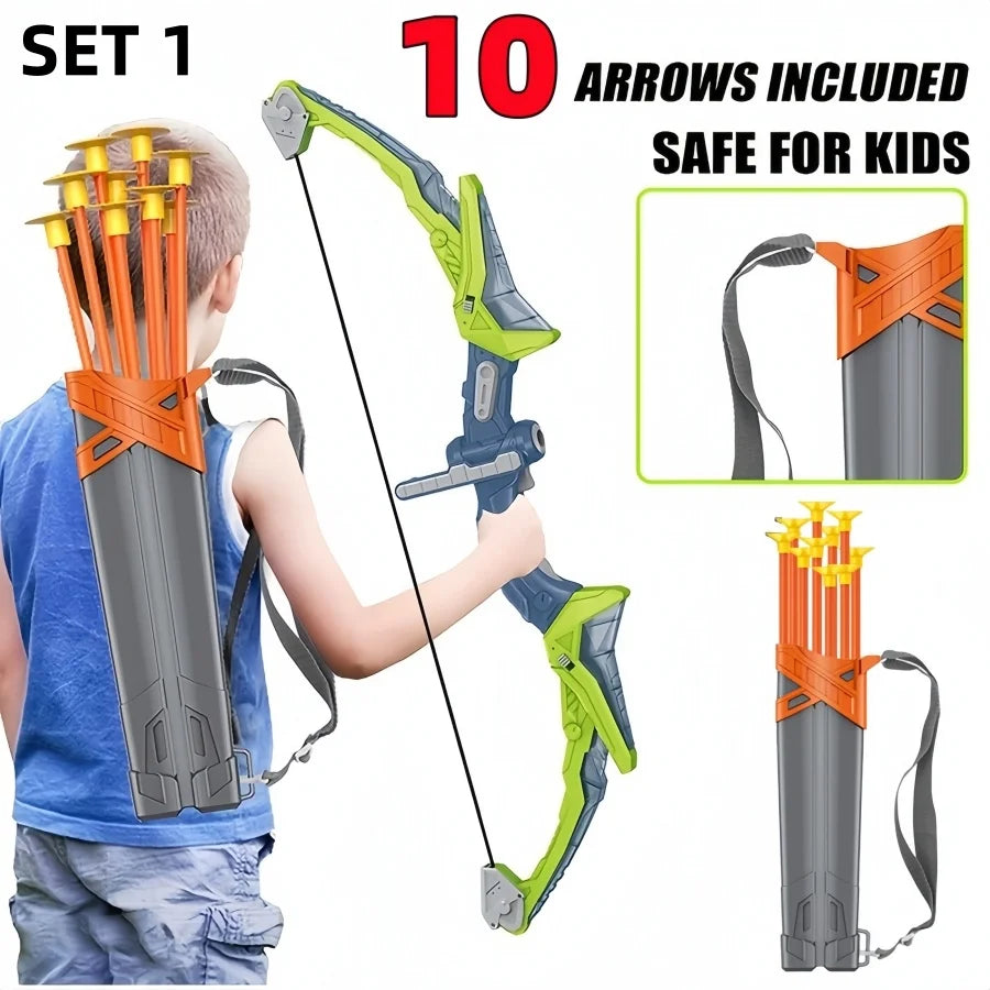 Bow And Arrow For Kids Archery Set - LED Light Up Archery Toy Bow And Arrow Set With  Suction Cup Arrows and Target , Sports Out