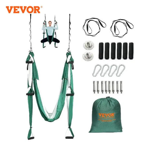 Aerial Yoga Swing  Hammock  Aerial Sling Inversion Fly Kit Trapeze Inversion Equipment Green/White