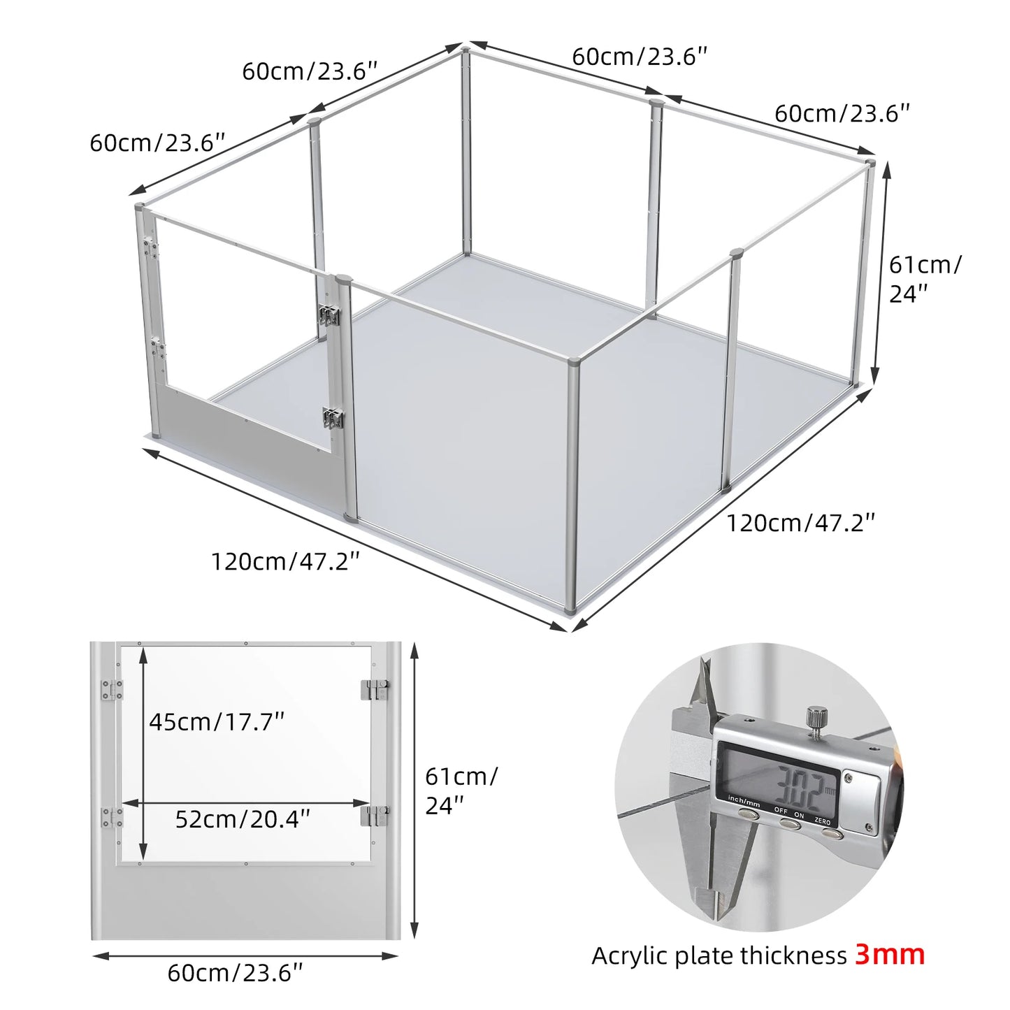 Acrylic Dog Playpen  with Waterproof Fertility Pad for Cats Puppies Whelping Pen