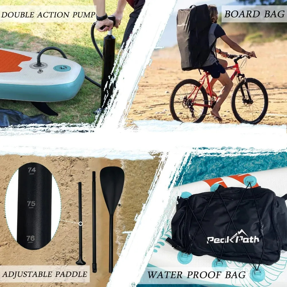 Inflatable Stand Up Paddle Board  SUP Accessories & Bag, Fin for Paddling,Surf Control,Non-Slip